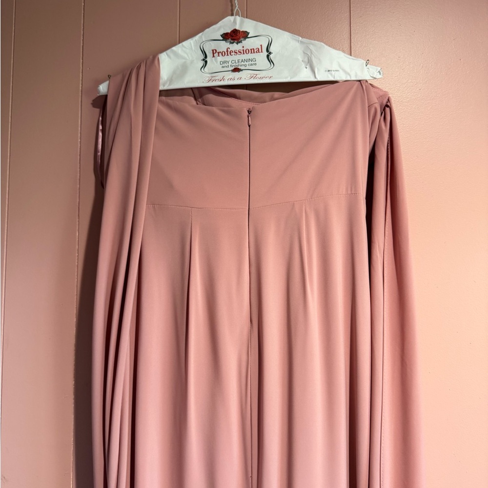 Chic Blush Draped Wedding Dress - Picture 3 of 6